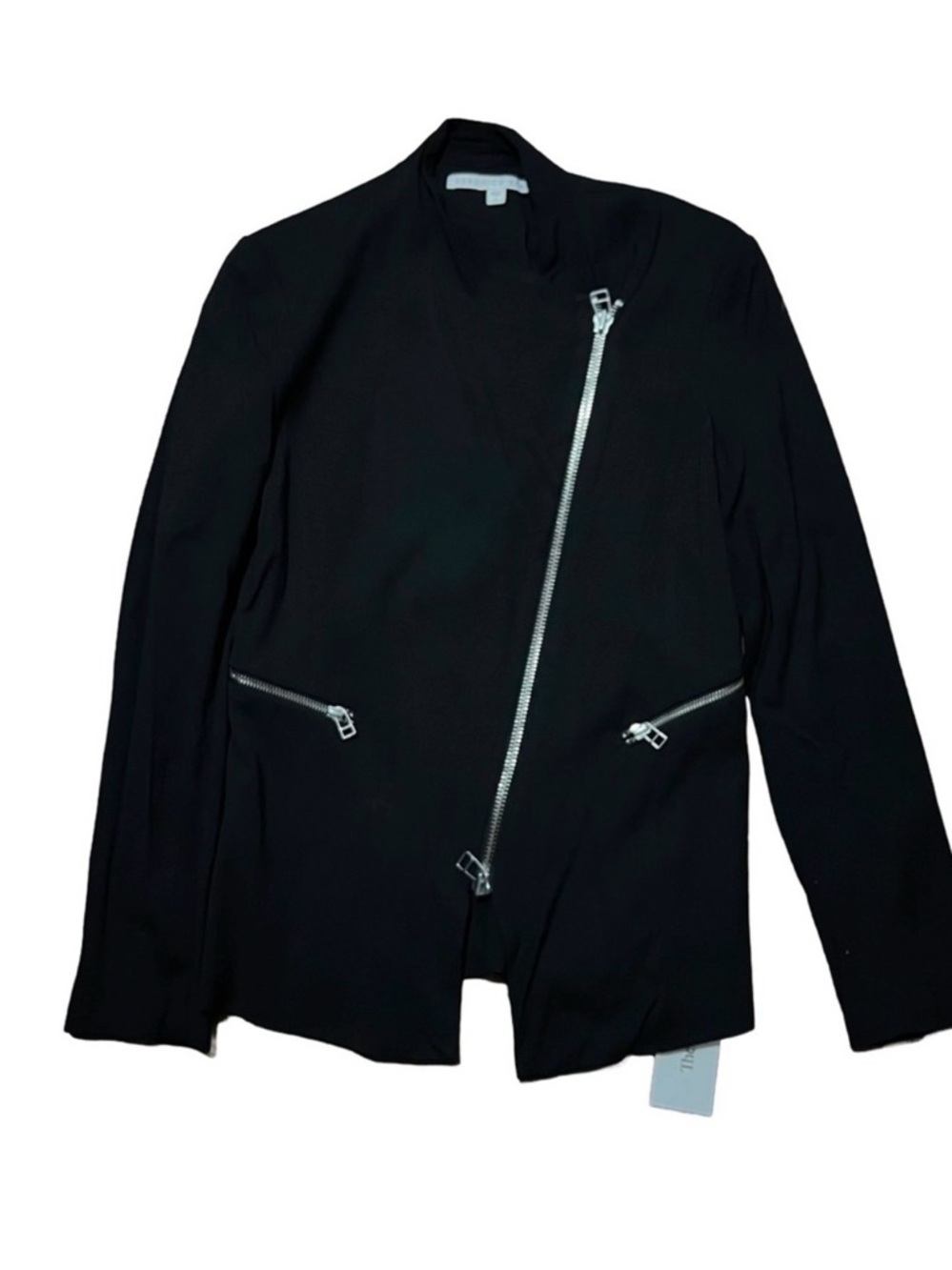 Veronica Beard Black Asymmetrical Zip Blazer